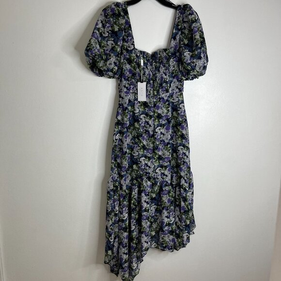 ASTR The Label Size Small Blue Asymmetrical High Low Midi Short Sleeve Dress NWT - Picture 3 of 12